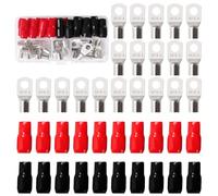 YIXISI 40 Pièces M6 SC16-6 AWG6 Cosses à Anneau Kit, Cosses de Câble Tubulaires, Cosses de Embouts de Câble de Batterie, avec Manchons isolants, pour Câble Électrique, Argent