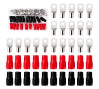 YIXISI 40 Pièces M6 SC25-6 AWG4 Cosses à Anneau Kit, Cosses de Câble Tubulaires, Cosses de Embouts de Câble de Batterie, avec Manchons isolants, pour Câble Électrique, Argent