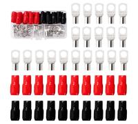 YIXISI 40 Pièces M8 SC16-8 AWG6 Cosses à Anneau Kit, Cosses de Câble Tubulaires, Cosses de Embouts de Câble de Batterie, avec Manchons isolants, pour Câble Électrique, Argent