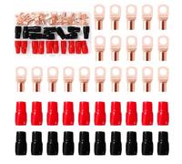 YIXISI 40 Pièces M8 SC25-8 AWG4 Cosses à Anneau Kit, Cosses de Câble Tubulaires, Cosses de Embouts de Câble de Batterie, avec Manchons isolants, pour Câble Électrique, Doré