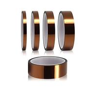 YIXISI 5 pièces Ruban adhésif de film de polyimide, Résistant à La Chaleur Ruban, Kapton Bande, pour imprimante 3d, Masquage, Carte de Circuit Imprimé Isolant (3/6/8/12/25 mm × 33m)