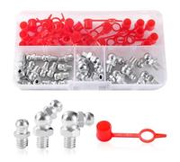 YIXISI 50 Pièces M6 Kit D'assortiment de Graisseurs, Droit 90° 45° Kit D'assortiment de Graisses Hydrauliques, avec Bouchon de Graisseur en Plastique, pour Équipement Mécanique