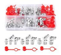 YIXISI 54 Pièces M6/M8/M10 Kit D'assortiment de Graisseurs, Droit 90° 45° Kit D'assortiment de Graisses Hydrauliques, avec Bouchon de Graisseur en Plastique, pour Équipement Mécanique