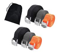 YIXISI 6 Pièces Sangle d'Arrimage, Sangles de Fixation Réglables Cliquet, Set de Sangles Fixes avec Sac de Transport, pour Moto, Remorque, Cargaison, 2.5cm, 2 Noires 5m, 2 Orange 2m, 2 Grises 3m