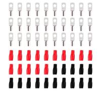 YIXISI 60 Pièces M4 SC4-4 AWG12 Cosses à Anneau Kit, Cosses de Câble Tubulaires, Cosses de Embouts de Câble de Batterie, avec Manchons isolants, pour Câble Électrique, Argent