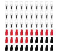 YIXISI 60 Pièces M6 SC4-6 AWG12 Cosses à Anneau Kit, Cosses de Câble Tubulaires, Cosses de Embouts de Câble de Batterie, avec Manchons isolants, pour Câble Électrique, Argent