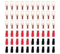 YIXISI 60 Pièces M6 SC4-6 AWG12 Cosses à Anneau Kit, Cosses de Câble Tubulaires, Cosses de Embouts de Câble de Batterie, avec Manchons isolants, pour Câble Électrique, Doré