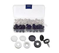 YIXISI 80 Pièces Bouchon à Vis en Plastique, Cache Vis à Charnière pour Les Vis Nombre 6/8, avec Boîte de Rangement, Couvercles à Bouton-Pression à Vis pour Meubles, Placards, Étagères, Blanc/Noir