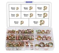 YIXISI 90 Pièces 6/7/8/9/10/12/14/16 mm Clip à Ressort Tuyau Serrage, Colliers de Serrage à Ressort, Clips à Ressort Tuyau Serre-Joints à Tuyaux Colliers de Clip à Ressort