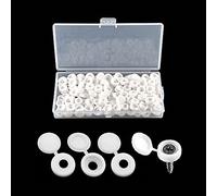 YIXISI 90 Pièces Bouchon à Vis en Plastique, Cache Vis à Charnière pour Les Vis Nombre 6/8, avec Boîte de Rangement, Couvercles à Bouton-Pression à Vis pour Meubles, Placards, Étagères, Blanc