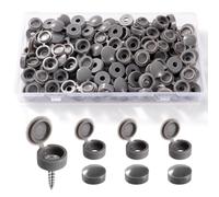 YIXISI 90 Pièces Bouchon à Vis en Plastique, Cache Vis à Charnière pour Les Vis Nombre 6/8, Capuchon vis à Charnière en Plastique, pour Meubles, Placards, Étagères, Gris