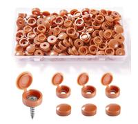 YIXISI 90 Pièces Bouchon à Vis en Plastique, Cache Vis à Charnière pour Les Vis Nombre 6/8, Capuchon vis à Charnière en Plastique, pour Meubles, Placards, Étagères, Marron