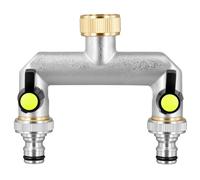 YIXNSW Gardena Distributeur d'eau à 2 compartiments, 3/4" 2 voies, 12,7 x 8,5 cm, bouche argentée pour arrosage du jardin