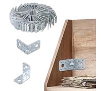YIXNSW Lot de 40 Connecteurs d'angle avec nervure, 50 x 50 x 35 mm, équerre perforée renforcée, équerre de fixation, assemblage bois, connecteur d'angle en acier inoxydable, argent