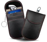 YIXUEERWSY 2 Pièces RFID Pochette Protection Keyless Go pour Renault Austral E-Tech Hybrid/Espace VI/Rafale 2022 2023 2024, Fibre de Carbone Étui Blocage de Signal Sécurité Clé Voiture Sac Faraday