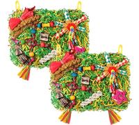 YIXUND Jouets à suspendre pour perroquets de grande taille avec tapis en jonc de mer pour perruches, calopsittes, inséparables, conures de petite et moyenne taille