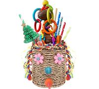 YIXUND Jouets pour oiseaux en jonc de mer - Jouet pour oiseaux avec blocs de bois colorés et froissés en papier et bambou - Arbre en nid d'abeille pour oiseaux de petite et moyenne taille (utilisation