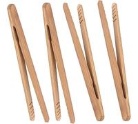 YiXuTag Pinces à toast classiques réutilisables en bambou - Pince de cuisson en bois, idéale pour grille-pain, fruits, pain et cornichons, ustensile de cuisine pour fromage | Lot de 4