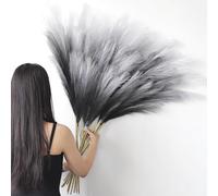YiYa 12Pcs Pampa Artificielle Noir 113cm Pampa Fleur Sechees Pampas Sechees Decoration Plume Artificielle pour Boho Mariage, Salon, Chambre À Coucher（Dégradé Noir）