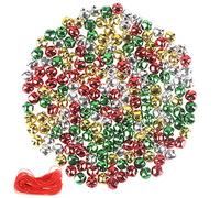 YiYa 200Pcs Noël Jingle Bells Coloré Craft Bells DIY Bells pour Décoration de fête de Noël Vacances Couronne Décoration d'intérieur (1CM, Or, Argent, Rouge, Vert)
