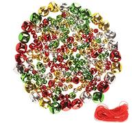 YiYa 200Pcs Noël Jingle Bells Coloré Craft Bells DIY Bells pour Décoration de fête de Noël Vacances Couronne Décoration d'intérieur (Multi-Color, 1CM, 1.5CM, 2.5CM)