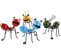 YiYa 4 pièces Décoration de Fourmis en métal Décoration Murale Fourmi Décoration de Jardin pour Fourmis Insectes Mignons et colorés pour la décoration Murale du Jardin, de la pelouse et de la Maison