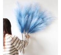 YiYa 6Pcs Pampa Artificielle Grandes Herbes De La 113cm Pampa Fleur Sechees Pampas Sechees Decoration pour Boho Mariage, Salon, Chambre À Coucher（Dégradé Bleu）