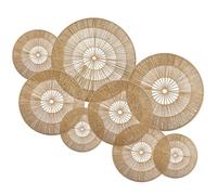 YiYa 8 pièces Boho décoration murale ensemble corbeille en rattan tricoté ronde manuelle suspendue rattan corbeille murale décoration für Wohnzimmer Bauernhaus Schlafzimmer