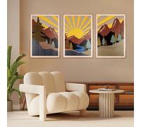 YiYa Ensemble De 3 Pièces Décoration Murale en Métal Décoration Murale En Métal Forêt De Montagne Décoration Murale Bohème en Métal pour Salon Chambre À Coucher Grande Sculpture Murale