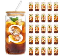 YiYa Verre Avec Paille et Couvercle Verre Canette Verre Personnalisé Bubble Tea Verre Cadeau de Noël d'anniversaire Personnalisé pour les Femmes Mâle Soeur Tante Ami (S)