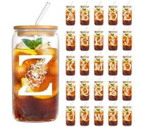 YiYa Verre Avec Paille et Couvercle Verre Canette Verre Personnalisé Bubble Tea Verre Cadeau de Noël d'anniversaire Personnalisé pour les Femmes Mâle Soeur Tante Ami (Z)