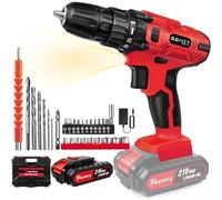 Yiyai Perceuse Visseuse Sans Fil, 3/8” Perceuse Électrique Sans Fil avec 25+1 Réglages de Couple, 45Nm Perceuse Visseuse, 2 Vitesses Variables Visseuse Devisseuse Sans Fil pour DIY (2x2.0Ah Batteries)