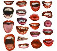 YiYaO Accessoires photo drôle 20 Pcs Lèvres Et Bouche De Cabine Décorations Kit DIY pour Anniversaire Fête Mariage (Rouge)