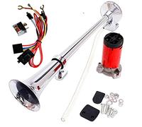 YIYDA Klaxon de voiture 12V 150 dB avertisseur sonore 45 cm chromé / zinc avec compresseur pour corne tous les véhicules camions trains bateaux et camionnettes avec connexion 12 V