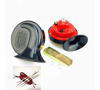 YIYDA Klaxon de Voiture 135DB - Corne à Air Rouge Étanche pour Camion, Moto - Klaxon Électrique Universel Aigu et Bas Avec Support en Métal pour 12V