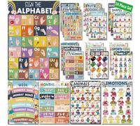 YIYDONG Lot de 24 affiches bohème en langue des signes américaine pour enfants, langage des signes pour bébés et tout-petits, cartes flash en langue des signes ABC, affiches ASL pour décoration de