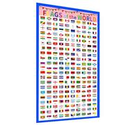 YIYEE Affiche des drapeaux du monde, plastifiée, 420 mm x 860 mm, supports pédagogiques, drapeaux des pays et nations pour la classe, décoration pour l'école à la maison, fournitures scolaires