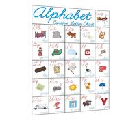 YIYEE Affiche éducative sur l'alphabet cursif pour les tout-petits, avec 26 lettres illustrées, décoration murale pour la e maternelle, pour apprendre l'écriture cursive, 42 x 60 cm