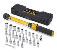 YIYEIE - Clé dynamométrique pour vélo de 1/4" 1-25 Nm (10-222 po) 27 clés dynamométriques vélo à clic prises de foret 0,1 Nm Micro 72 dents adaptateur 3/8 pour VTT E-Bike Y0015