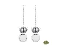 YiYFiT Ensemble de 2 théières avec infuseur à thé et Plateau de Goutte, infuseur à thé en Acier Inoxydable 304 avec chaîne, Mini filtres à thé pour thé en Vrac, Tisane, Tasses et théières épicées
