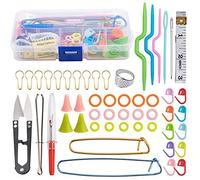 YiYFiT Kit de tricot, 56 pièces d'accessoires de tricot et de crochet, outils de tricot, aiguilles, aiguilles à tricoter, kit décrocheur de point avec étui pour débutants et adultes