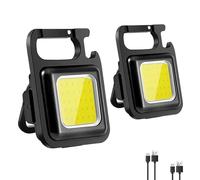 YiYFiT Lot de 2 mini lampes portables - Petite lumière rechargeable - 800 lumens - COB - Mini lampe de poche - Étanche - Porte-clés - Lampe de poche LED pour intérieur et extérieur - Camping etc