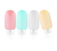 YiYFiT Lot de 4 flacons de voyage pour articles de toilette, 60 ml, étanches, rechargeables, compressibles, pour liquides, shampooing, après-shampooing, lotion, gel douche