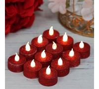 YiYFiT Red Flash LED Tea Light Bougies, Pack de 12 Batterie Jaune Chaud Clignotant Faux Tea Light