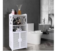 YIYI. ARMOIRE DE SALLE DE BAIN DOUBLE PORTE EN PVC RÉSISTANT À L'HUMIDITÉ - 3 COUCHES - BLANC - 40*25*90CM.
