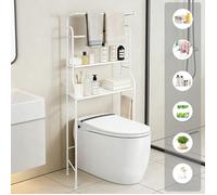 YIYI. SUPPORT DE RANGEMENT AU DESSUS DES TOILETTES - AVEC PORTE-SERVIETTES - CAPACITÉ DE CHARGE 30 KG - 46*25*160CM - BLANC