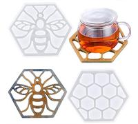 YIYICO Lot de 2 dessous de verre en résine époxy en nid d'abeille - Moule en résine - Hexagon - En nid d'abeille - En silicone - Pour bricolage et décoration de table