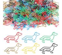 YIYICO Trombones Teckel Trombones Bureau Couleur Trombone Mignons en Forme de Teckel 100Pcs Trombone Fantaisie en Métal Multicolore de Papier pour La Papiers Papeterie et Fournitures Bureau