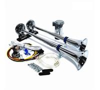 YIYIDA 24V Klaxon de voiture Klaxon pneumatique 165DB Trompette zinc chromé Klaxon à double tube argent compresseur klaxon de navire