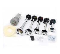 YIYIDA Car Horn Cor de Musique Dixie Argent Pompe à air klaxon de Voiture personnalité sonore multifréquence 12V Haut-parleurs de musique150DB Cinq Tubes klaxon à air Haut-Parleur avec compresseur